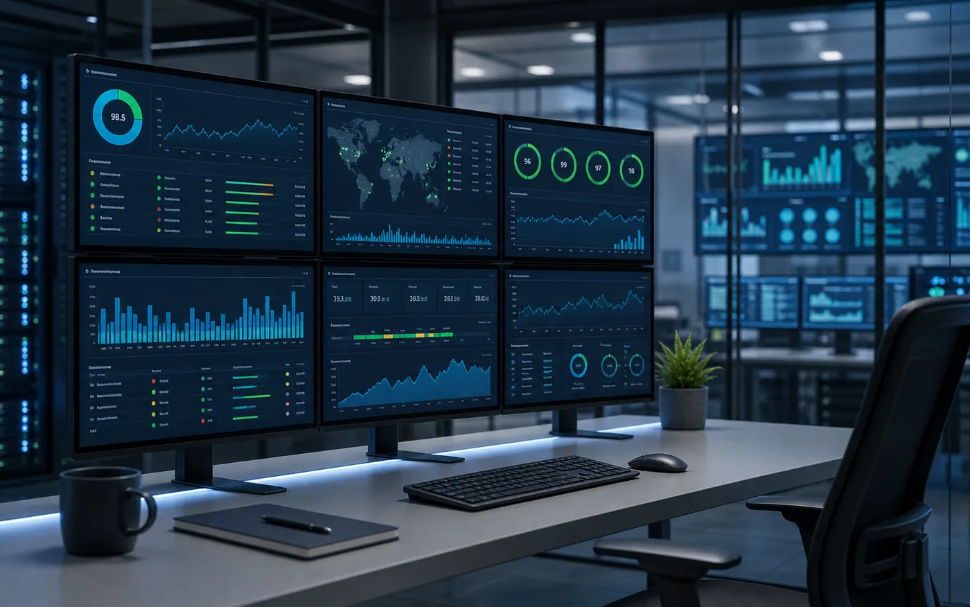 Monitoring dashboards for technical operational and business KPIs